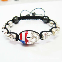 Las pulseras BR18 BRITÁNICAS BR18 de Shamballa de la bandera de las pulseras hechas a mano excelentes del cráneo de Shamballa